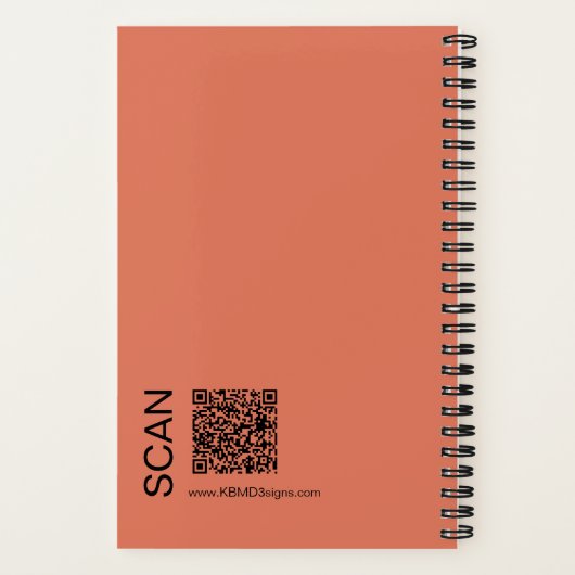 Minimaal Oranje Zwart Logo Motto Fitness Workout Notitieboek (Achterkant)