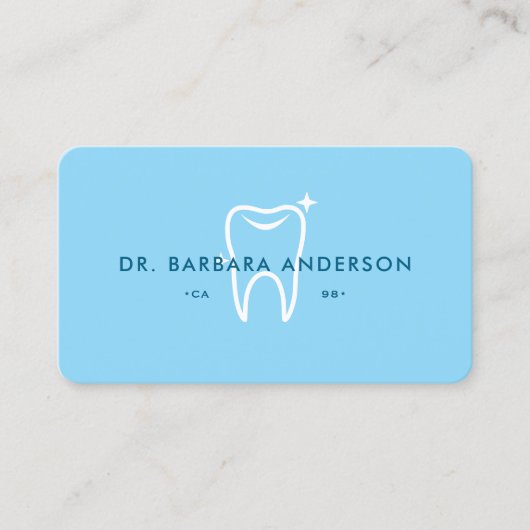 Minimaal Orthodontist Tandarts Sky Blue Tand Visitekaartje (Voorkant)