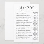 Minimaal "Over en Onder" Vrijgezellenfeest spel (Voorkant / Achterkant)