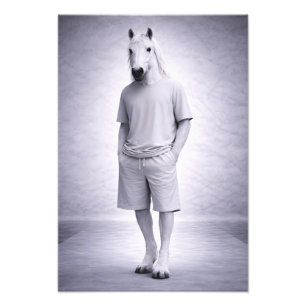 Minimaal paard in een casual modern outfit foto afdruk
