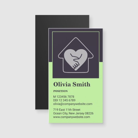 Minimaal Paars en groen Visitekaartje thuiszorg (Voorkant / Achterkant)