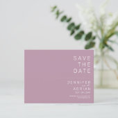 Minimaal Paars Modern Horizontaal Save The Date (Staand voorkant)