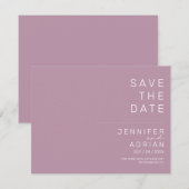 Minimaal Paars Modern Horizontaal Save The Date (Voorkant / Achterkant)