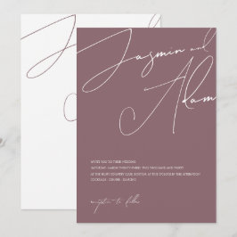 Minimaal Paars Script Typografie Trouwen Kaart