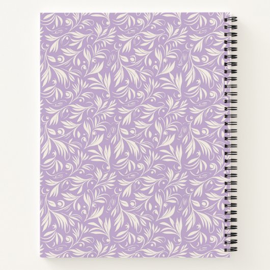 Minimaal Paarse bloembladeren Patroonschrift Notitieboek (Achterkant)