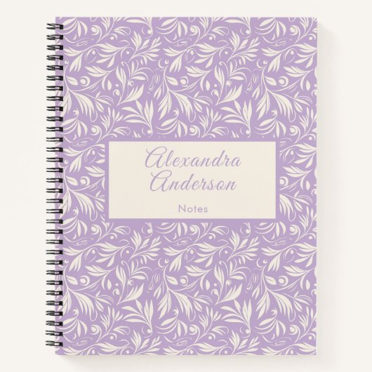 Minimaal Paarse bloembladeren Patroonschrift Notitieboek (Voorkant)