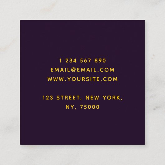 Minimaal Paarse Gele Sound Wave Hypnotherapie Vierkante Visitekaartje (Achterkant)
