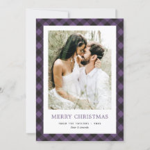 Minimaal Paarse geruite foto Vrolijk kerstfeest