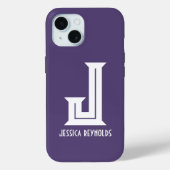 Minimaal Paarse monogram Case-Mate iPhone Case (Achterkant)