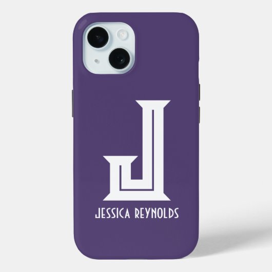 Minimaal Paarse monogram Case-Mate iPhone Case (Achterkant)
