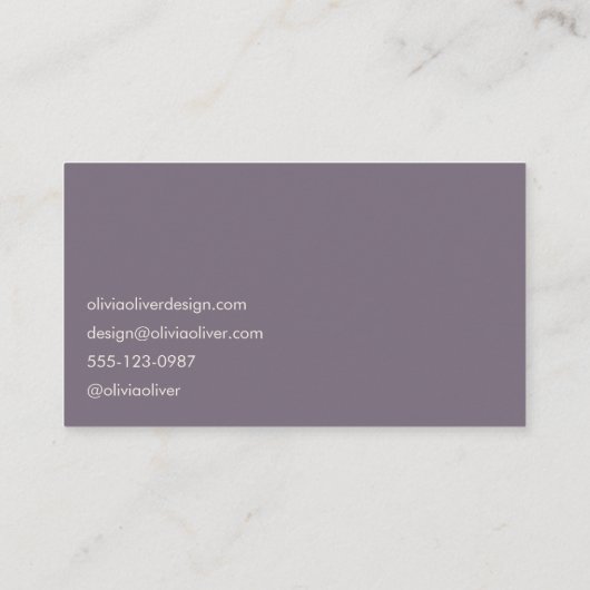 Minimaal Paarse Script kalligrafie Elegant Modern Visitekaartje (Achterkant)