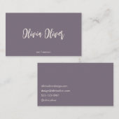 Minimaal Paarse Script kalligrafie Elegant Modern Visitekaartje (Voorkant / Achterkant)