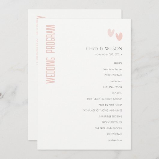 Minimaal paasachtig roze truitprogramma kaart (Voorkant / Achterkant)