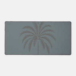 Minimaal Palmboompatroon Blauw Grijs Tropisch Bureaumat