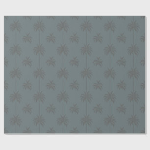Minimaal palmboompatroon blauw grijs tropisch cadeaupapier
