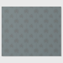 Minimaal palmboompatroon blauw grijs tropisch cadeaupapier