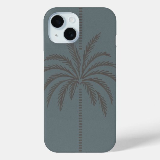 Minimaal palmboompatroon blauw grijs tropisch Case-Mate iPhone case (Achterkant)
