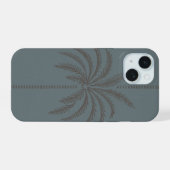 Minimaal Palmboompatroon Blauw Grijs Tropisch iPhone 15 Case (Achterkant horizontaal)