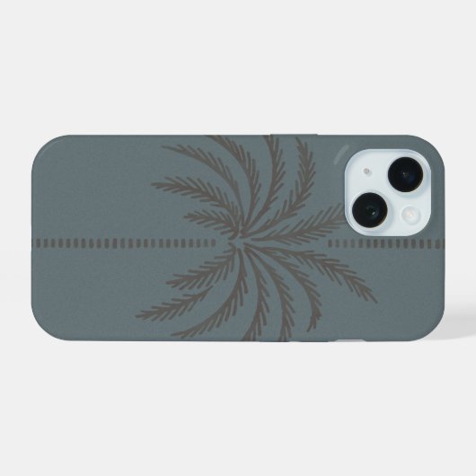 Minimaal Palmboompatroon Blauw Grijs Tropisch iPhone 15 Case (Achterkant horizontaal)