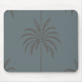 Minimaal Palmboompatroon Blauw Grijs Tropisch Muismat