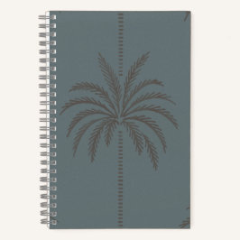 Minimaal palmboompatroon blauw grijs tropisch notitieboek