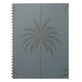 Minimaal Palmboompatroon Blauw Grijs Tropisch Notitieboek