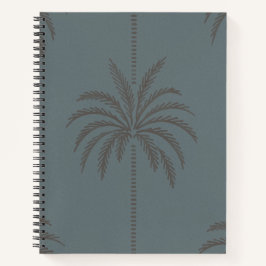 Minimaal Palmboompatroon Blauw Grijs Tropisch Notitieboek