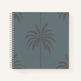 Minimaal Palmboompatroon Blauw Grijs Tropisch Notitieboek