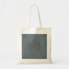 Minimaal palmboompatroon blauw grijs tropisch tote bag