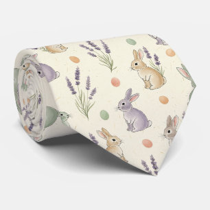 Minimaal Pasen Konijn Pastel Lente Patroon (1) Stropdas