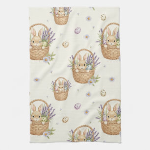 Minimaal Pasen Konijn Pastel Lente Patroon (4) Theedoek