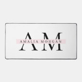 Minimaal pastelroze Initiaal & gepersonaliseerd Bureaumat (Voorkant)