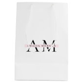 Minimaal pastelroze Initiaal & gepersonaliseerd Medium Cadeauzakje (Achterkant)