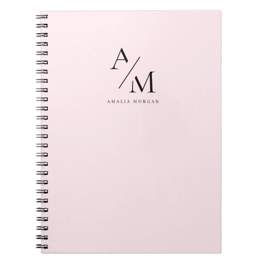 Minimaal pastelroze Initiaal & gepersonaliseerd Notitieboek (Voorkant)