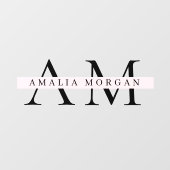 "Minimaal pastelroze Initiaal & gepersonaliseerd Raamsticker (Vel)