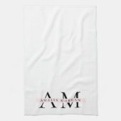 Minimaal pastelroze Initiaal & gepersonaliseerd Theedoek (Verticaal)