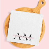 Minimaal pastelroze Initiaal & gepersonaliseerd Theedoek