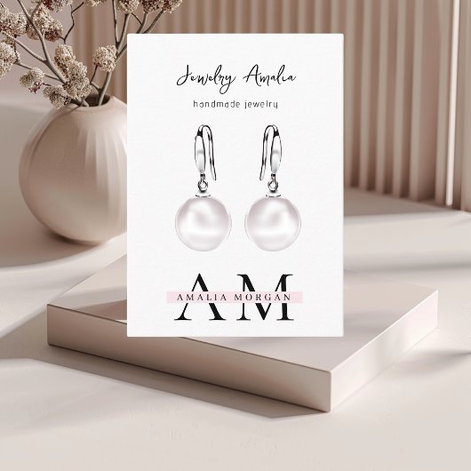 Minimaal pastelroze Initiaal & gepersonaliseerd Visitekaartje