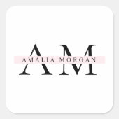 Minimaal pastelroze Initiaal & gepersonaliseerde S Vierkante Sticker (Voorkant)