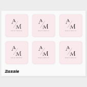 Minimaal pastelroze Initiaal & gepersonaliseerde S Vierkante Sticker (Vel)