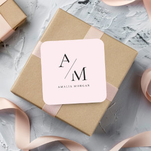 Minimaal pastelroze Initiaal & gepersonaliseerde S Vierkante Sticker