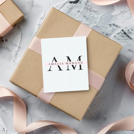 Minimaal pastelroze Initiaal & gepersonaliseerde S Vierkante Sticker