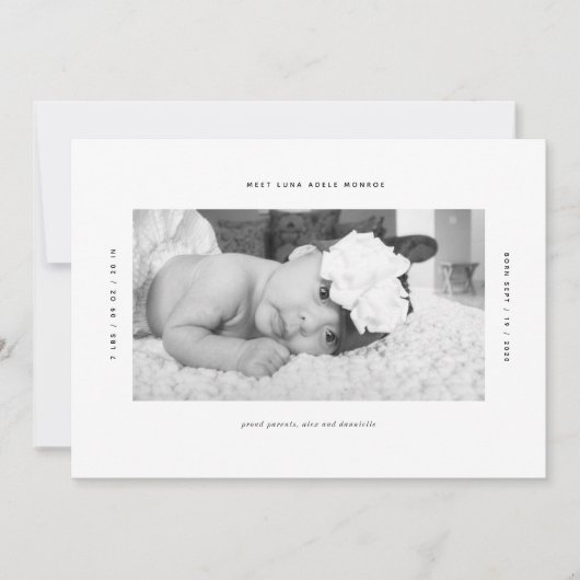 Minimaal perfecte aangepaste Baby-aankondiging Kaart (Voorkant)