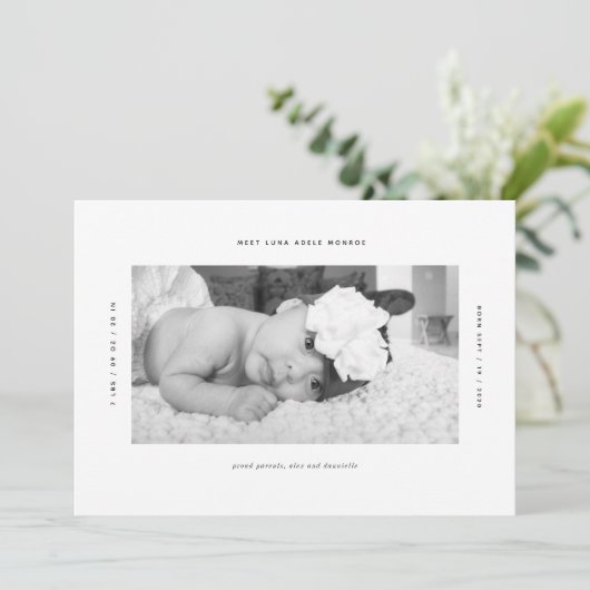 Minimaal perfecte aangepaste Baby-aankondiging Kaart (Staand voorkant)