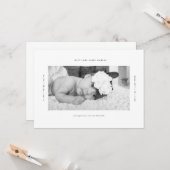 Minimaal perfecte aangepaste Baby-aankondiging Kaart (Voorkant / Achterkant in situ)