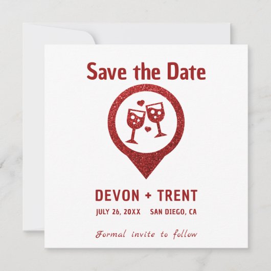 Minimaal pictogram Locatie partij opslaan Datum Save The Date (Voorkant)