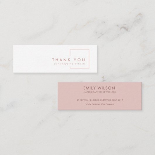 MINIMAAL PINK BLUSH RECTANGLE DANK DAT U HEBT GETO MINI VISITEKAARTJE (Voorkant / Achterkant)