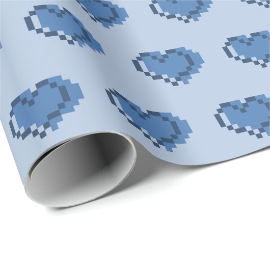 Minimaal Pixel Hartpatroon Cadeaupapier (Rol Hoek)