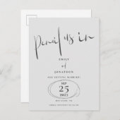 Minimaal potlood is in scriptgrijs Bewaar de datum Aankondigingskaart (Voorkant / Achterkant)