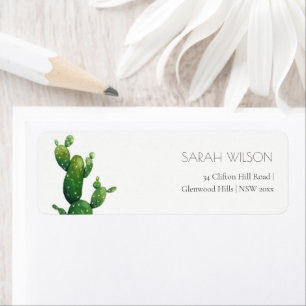 Minimaal Potted Cactus Green Foliage Address Etiket